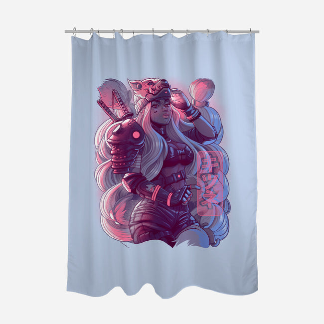 Cyber Kitsune Samurai-None-Polyester-Shower Curtain-Bruno Mota