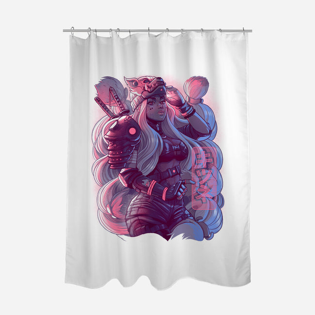 Cyber Kitsune Samurai-None-Polyester-Shower Curtain-Bruno Mota