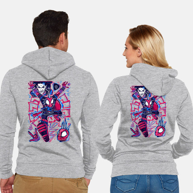 Hobie Brown Spider Punk-Unisex-Zip-Up-Sweatshirt-Panchi Art