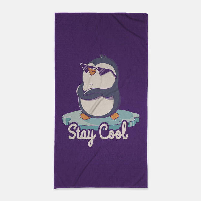 Stay Cool Funny Penguin-None-Beach-Towel-tobefonseca