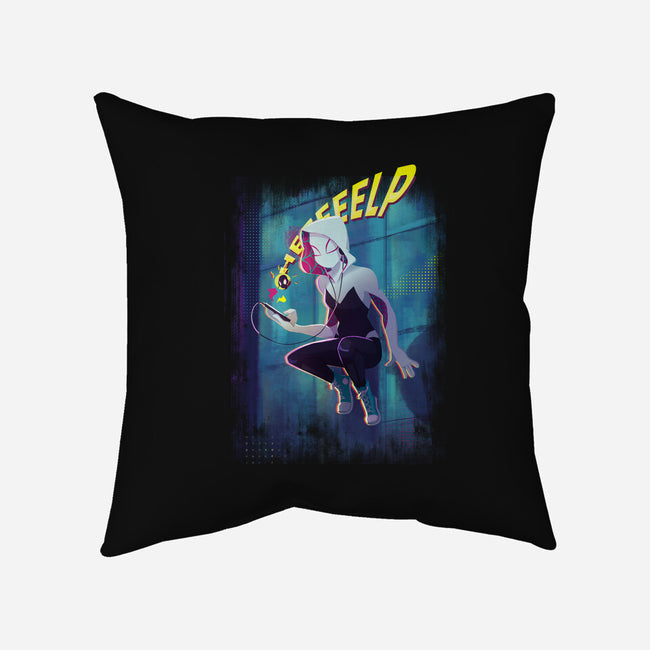 Spider Gwen Help-None-Removable Cover w Insert-Throw Pillow-jacnicolauart