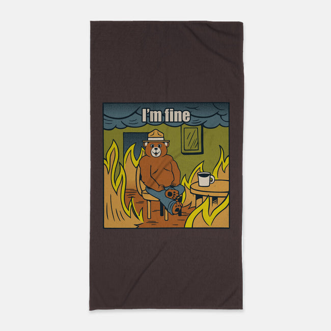 I'm Fine Bear Fire Meme-None-Beach-Towel-tobefonseca