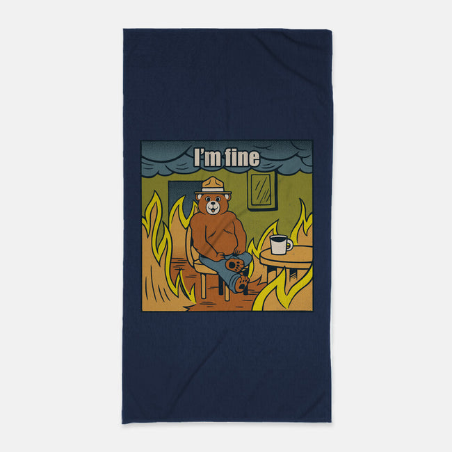 I'm Fine Bear Fire Meme-None-Beach-Towel-tobefonseca