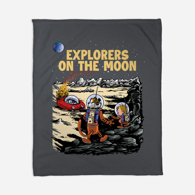 Explorers On The Moon-None-Fleece-Blanket-zascanauta