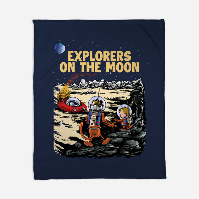 Explorers On The Moon-None-Fleece-Blanket-zascanauta