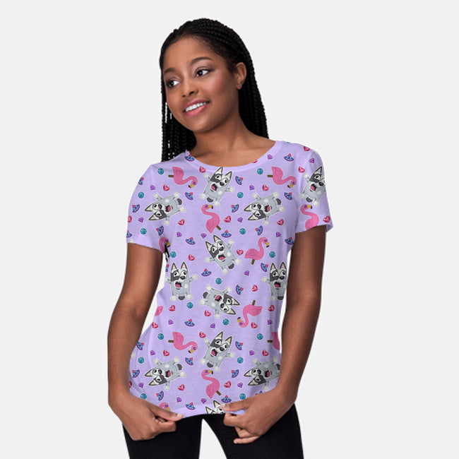 Muffins And Flamingos-Womens-All Over Print Crew Neck-Tee-Alexhefe