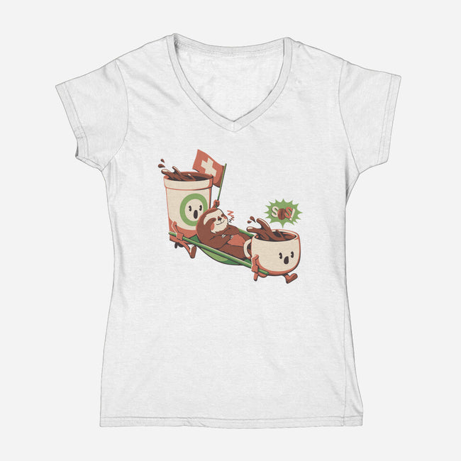 Coffee Rescue-Womens-V-Neck-Tee-tobefonseca