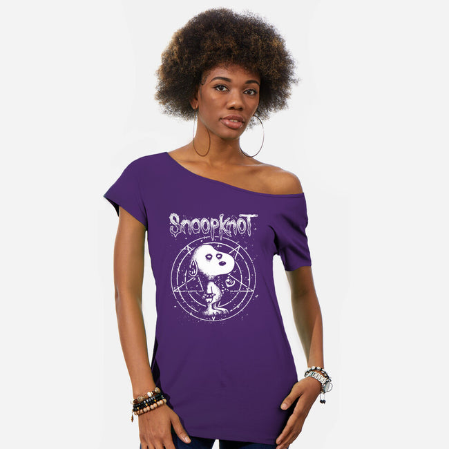 Snoopknot-Womens-Off Shoulder-Tee-retrodivision