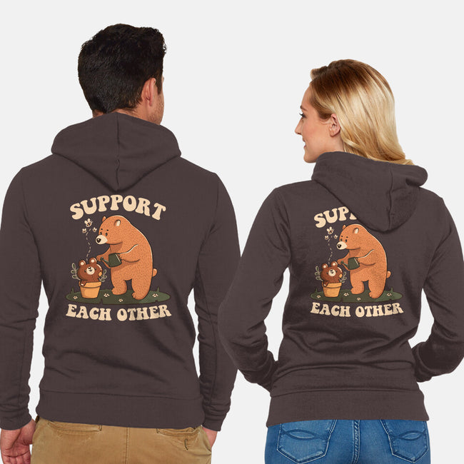 Support Each Other Lovely Bears-Unisex-Zip-Up-Sweatshirt-tobefonseca