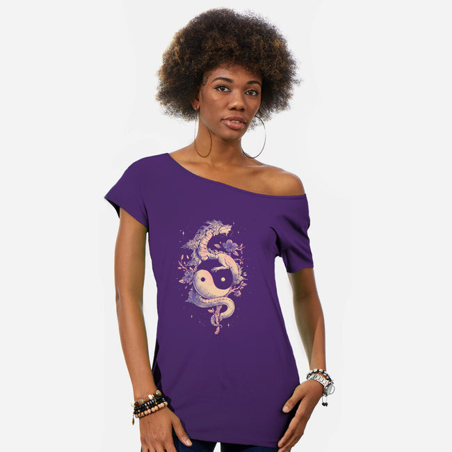 Dragon Flower-Womens-Off Shoulder-Tee-eduely