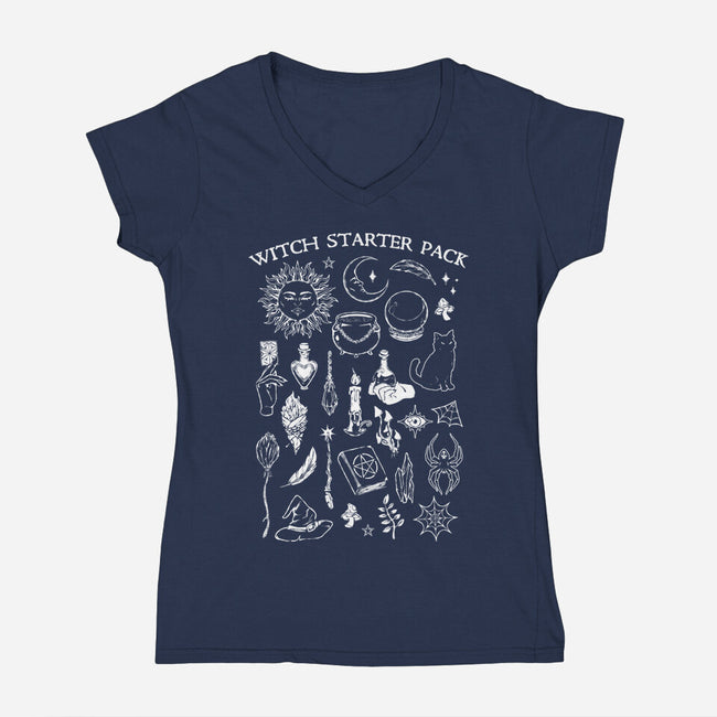 Witch Starter Pack-Womens-V-Neck-Tee-eduely