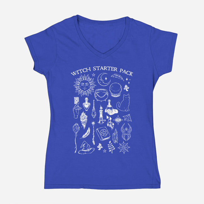 Witch Starter Pack-Womens-V-Neck-Tee-eduely