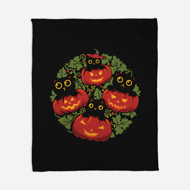 Pumpkin Kitten Family-None-Fleece-Blanket-erion_designs
