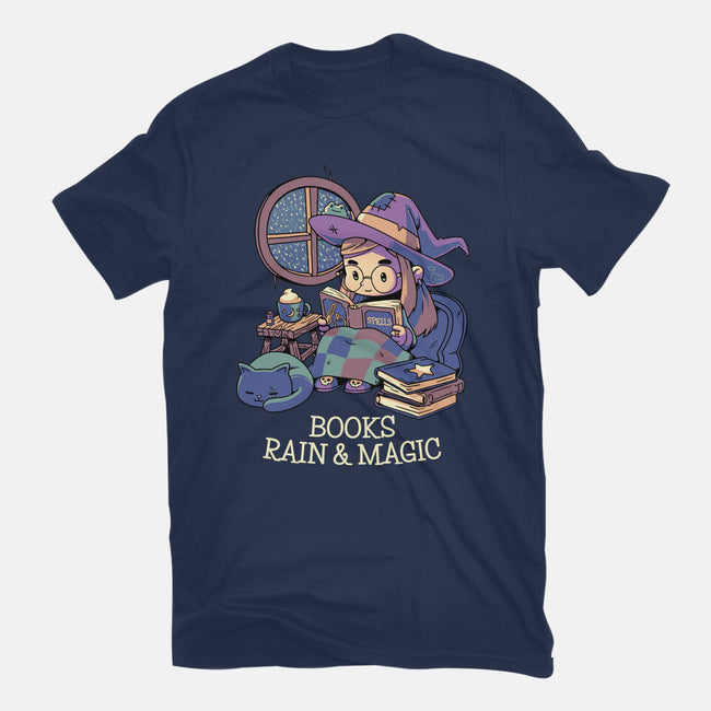 Books Rain And Magic-Womens-Basic-Tee-Geekydog