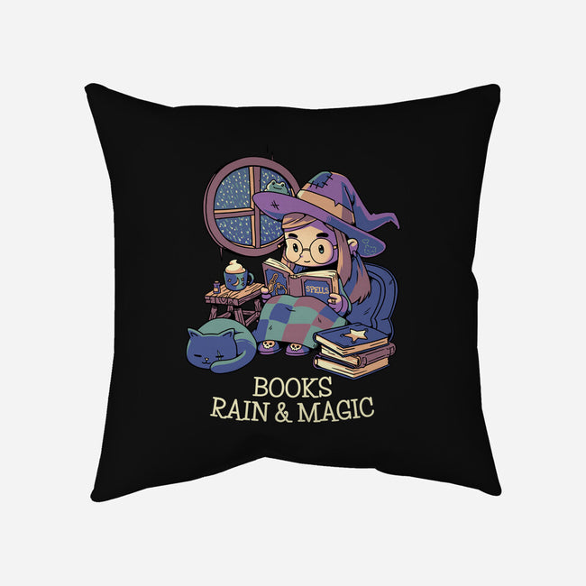 Books Rain And Magic-None-Removable Cover-Throw Pillow-Geekydog