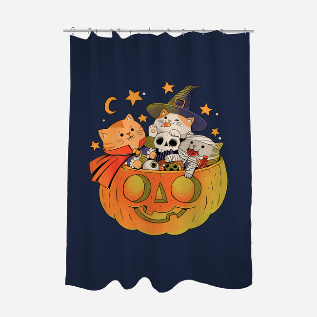 Pumpkin And Cats-None-Polyester-Shower Curtain-ppmid