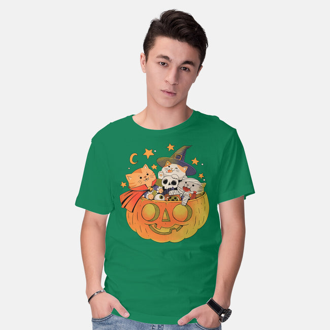 Pumpkin And Cats-Mens-Basic-Tee-ppmid