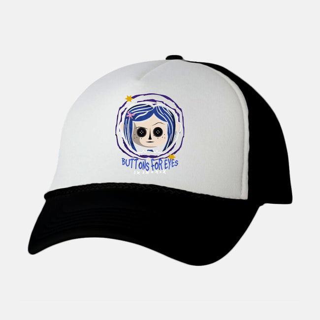 Buttons For Eyes-Unisex-Trucker-Hat-Liewrite