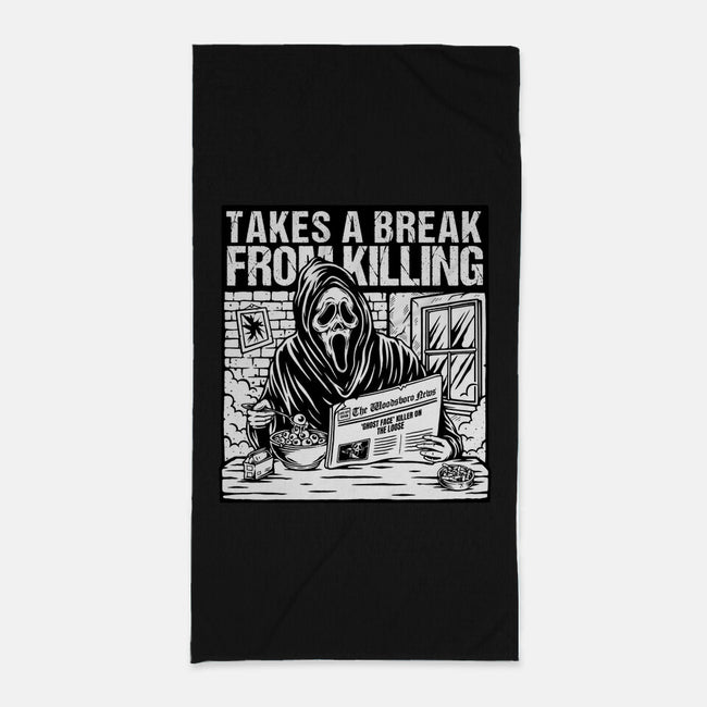 Takes A Break From Killing-None-Beach-Towel-Slikfreakdesign