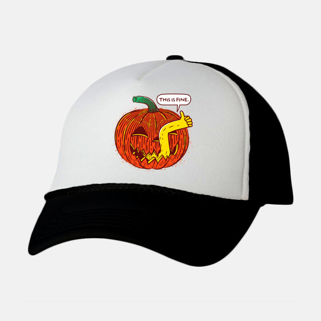 I'm Fine Pumpkin-Unisex-Trucker-Hat-rocketman_art