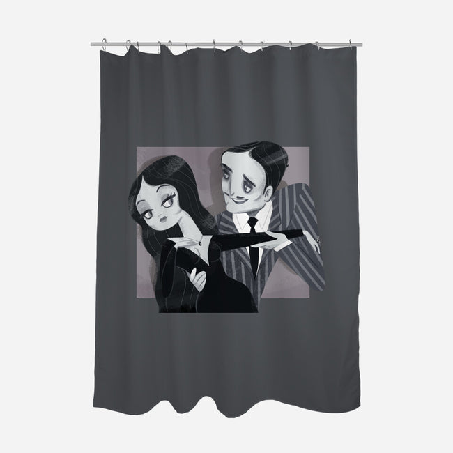 Black And White Love-None-Polyester-Shower Curtain-Gemma Roman