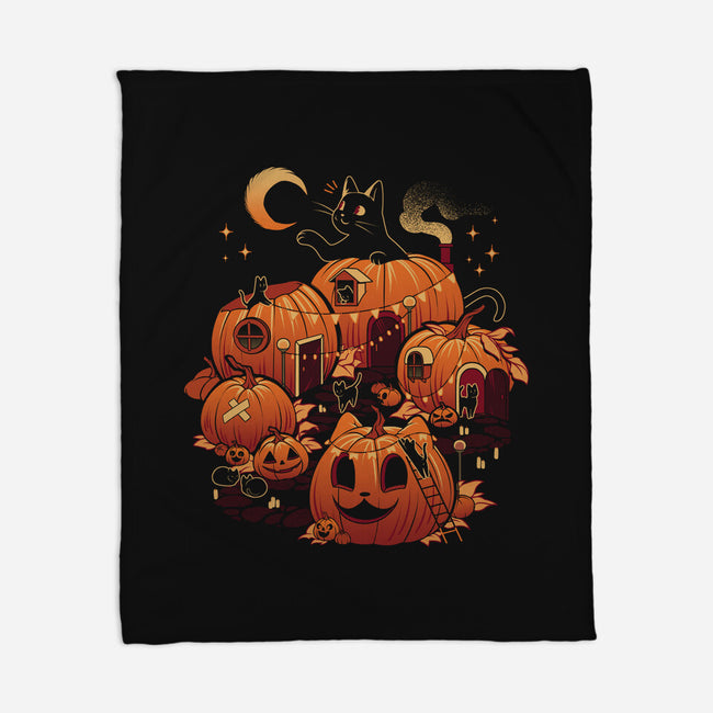 Pumpkin House Halloween-None-Fleece-Blanket-tobefonseca