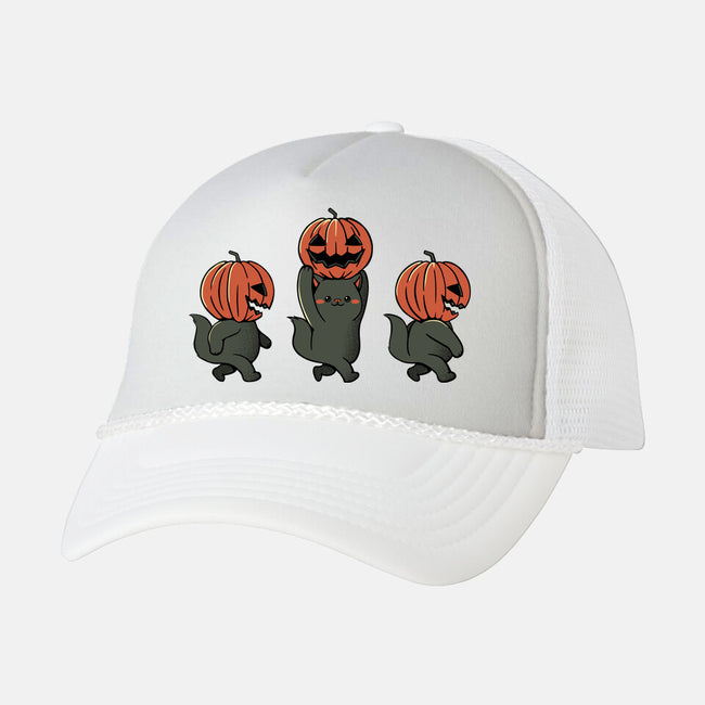 Halloween Pumpkin Kittens-Unisex-Trucker-Hat-tobefonseca