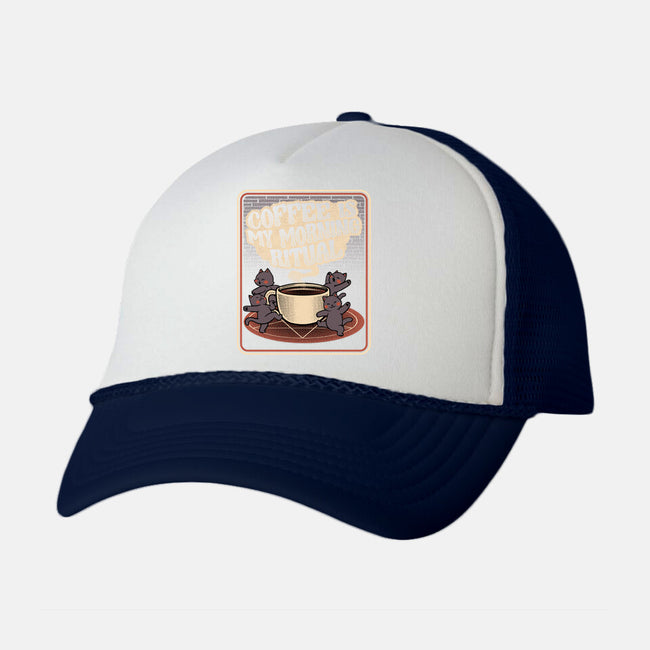 Coffee Morning Ritual Cats-Unisex-Trucker-Hat-tobefonseca