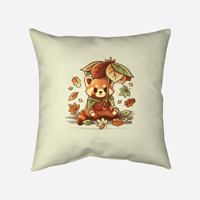 Red Panda Leaf Umbrella-None-Removable Cover w Insert-Throw Pillow-NemiMakeit