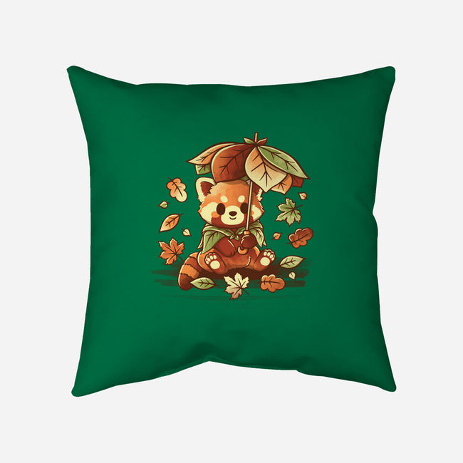 Red Panda Leaf Umbrella-None-Removable Cover w Insert-Throw Pillow-NemiMakeit
