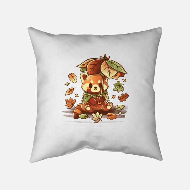 Red Panda Leaf Umbrella-None-Removable Cover w Insert-Throw Pillow-NemiMakeit
