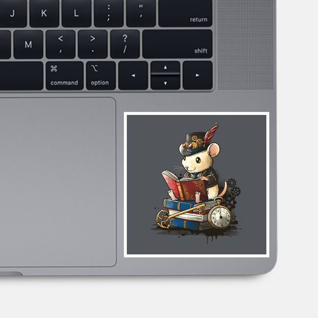 Steampunk Mouse Reader-None-Glossy-Sticker-NemiMakeit