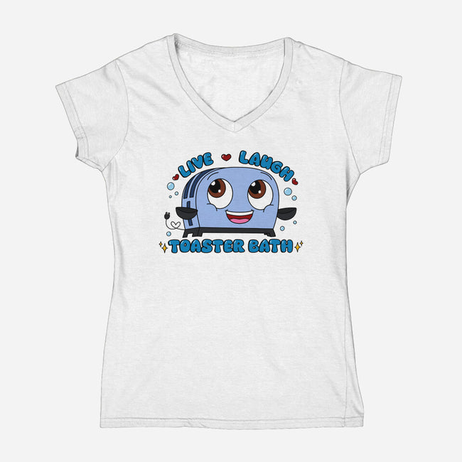 Live Laugh Toaster Bath-Womens-V-Neck-Tee-Alexhefe