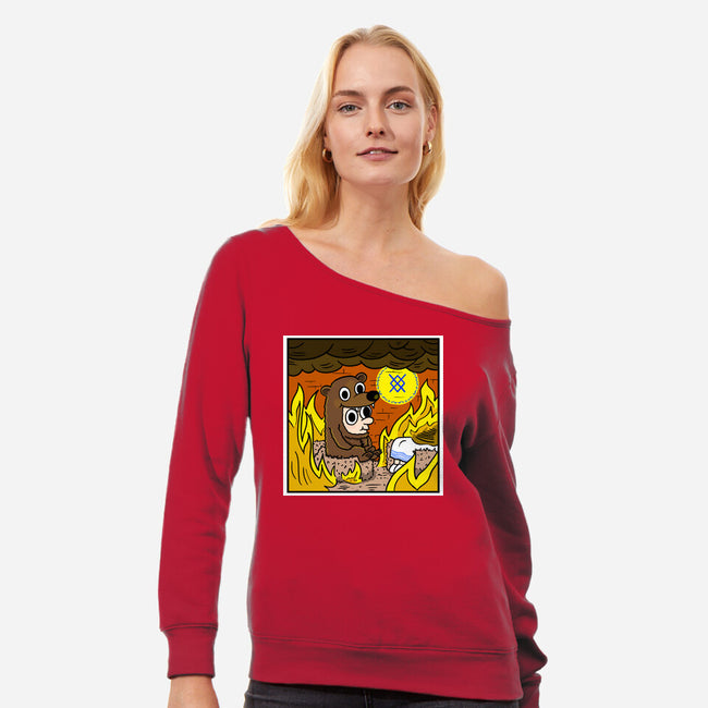 The Bear Is Fine-Womens-Off Shoulder-Sweatshirt-MarianoSan