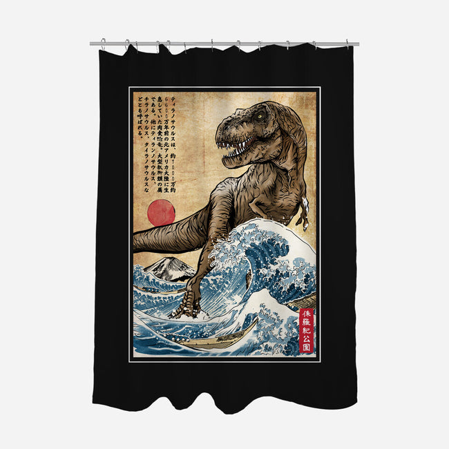 T-Rex In Japan Woodblock-None-Polyester-Shower Curtain-DrMonekers
