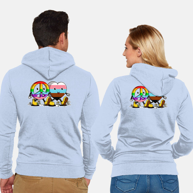 Peace And Love Friends-Unisex-Zip-Up-Sweatshirt-sebasebi