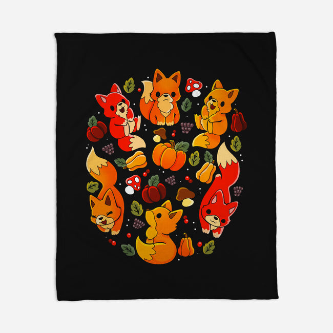 Foxes Autumn-None-Fleece-Blanket-Vallina84