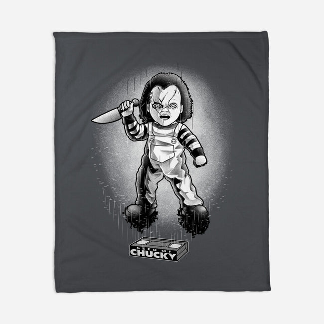 VHS Glitch Chucky-None-Fleece-Blanket-Astrobot Invention