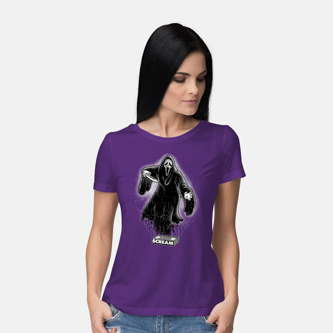 VHS Glitch Ghostface-Womens-Basic-Tee-Astrobot Invention