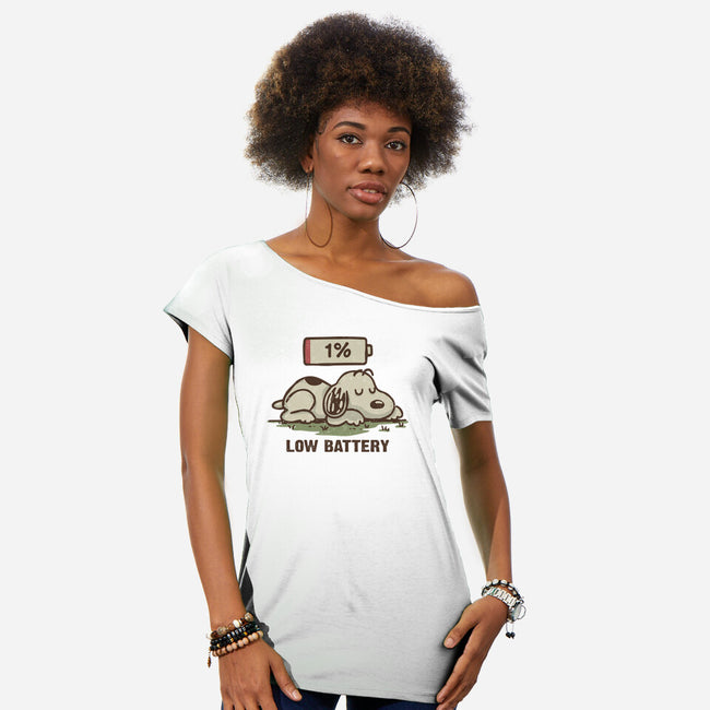 Low Battery-Womens-Off Shoulder-Tee-Xentee