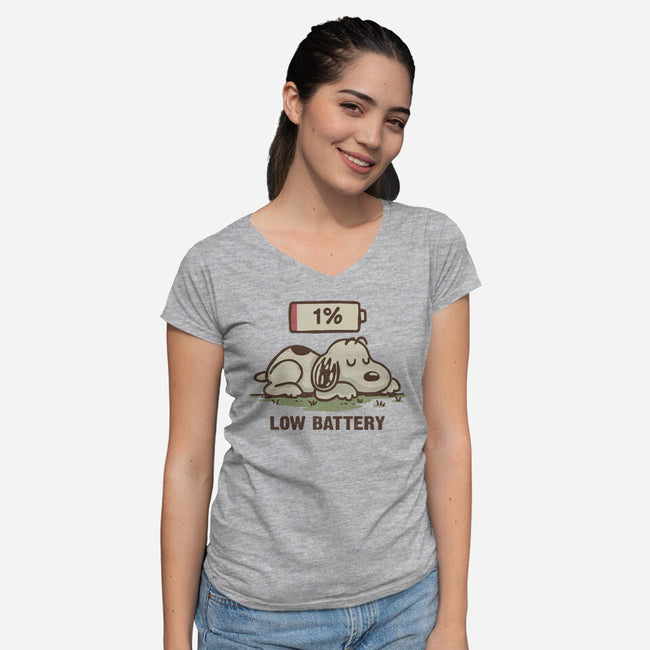 Low Battery-Womens-V-Neck-Tee-Xentee