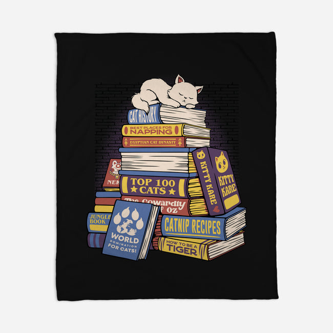 Cat Books Feline Library-None-Fleece-Blanket-tobefonseca