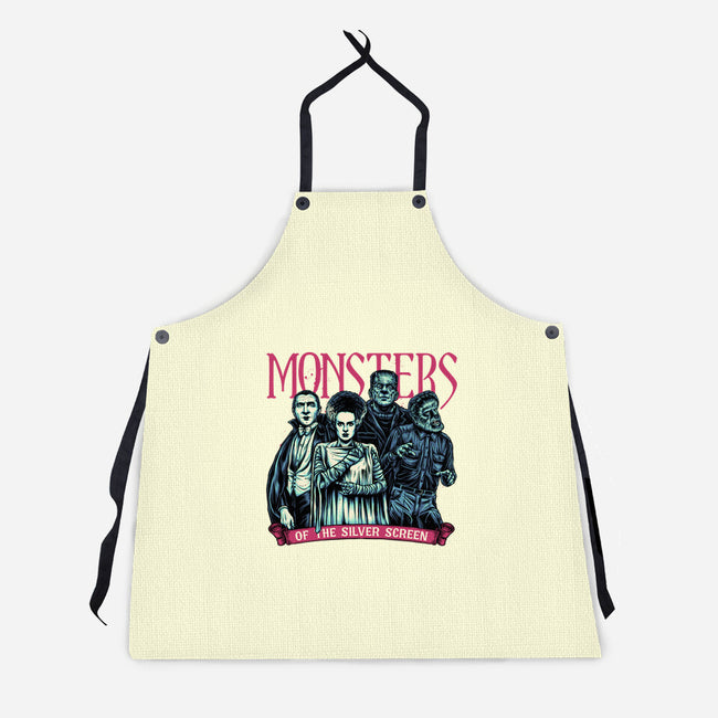 Monsters Of The Silver Screen-Unisex-Kitchen-Apron-momma_gorilla