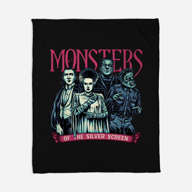 Monsters Of The Silver Screen-None-Fleece-Blanket-momma_gorilla