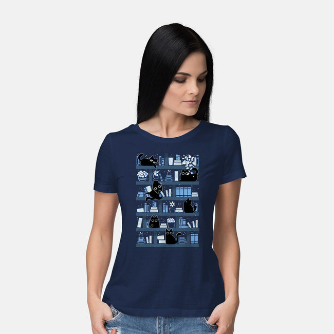 Purrfect Library-Womens-Basic-Tee-tobefonseca