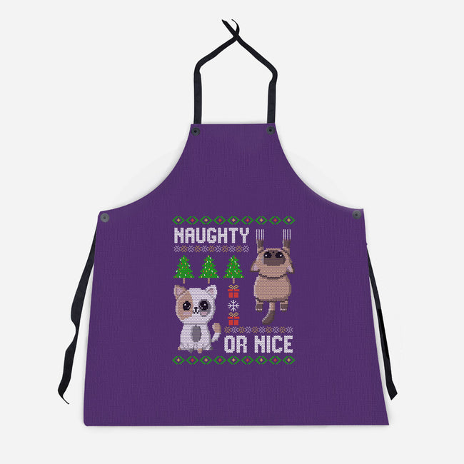 Naughty Or Nice Kittens-Unisex-Kitchen-Apron-NMdesign