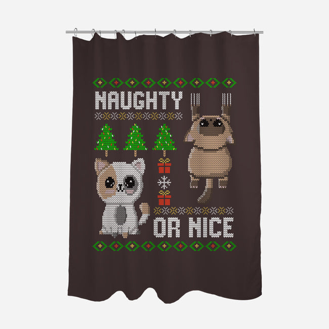 Naughty Or Nice Kittens-None-Polyester-Shower Curtain-NMdesign