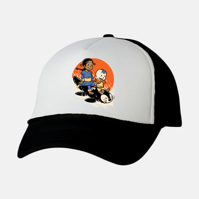 Penguin Sledding Winter Fun-Unisex-Trucker-Hat-Studio Mootant