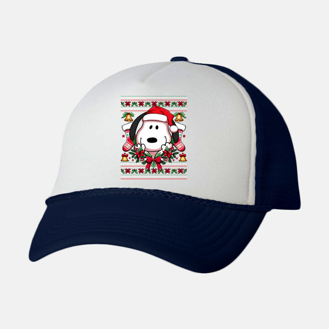Snoopy Christmas Sweater-Unisex-Trucker-Hat-JamesQJO