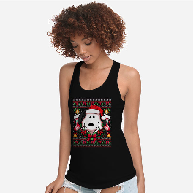 Snoopy Christmas Sweater-Womens-Racerback-Tank-JamesQJO